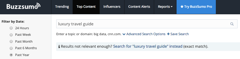 buzzsumo keyword search