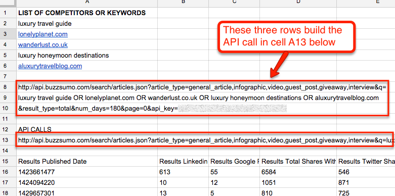 building buzzsumo api call in google docs