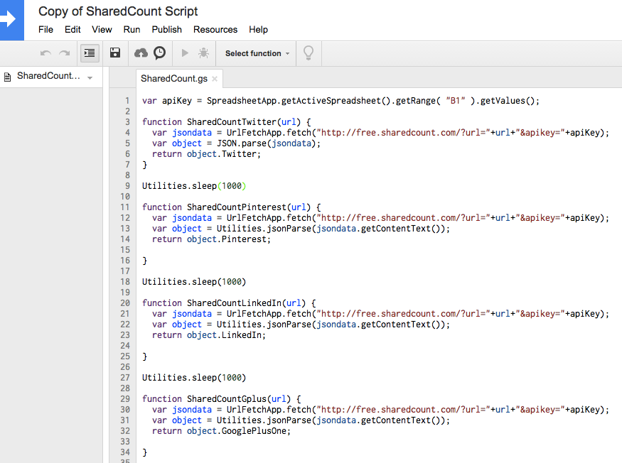 code for sharedcount script